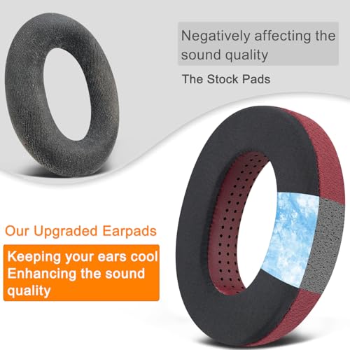 SOULWIT Cooling-Gel Earpads Cushions Replacement for Sennheiser HD650, HD660 S, HD660S2, HD600, HD6XX, HD58X, HD580, HD565, HD545, HD535 Headphones, Ear Pads with Ice Silk Fabric - Burgundy - color: Burgundy