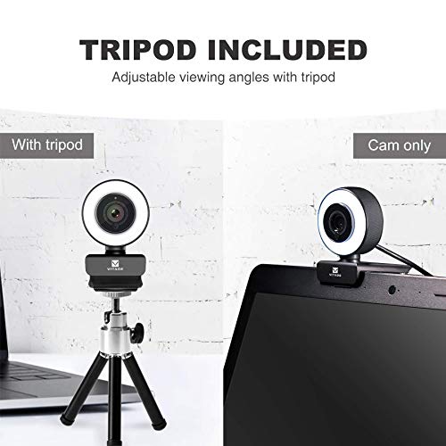 Streaming Webcam 1080P, 960A HD Web Camera USB Web Cam for Gaming Conferencing Video Chatting Mac Windows Desktop Computer Laptop Wide Angle Webcam with Ring Light & Microphone & Tripod