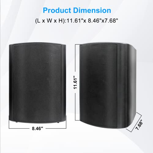 Herdio 6.5 Inches Outdoor Bluetooth Speakers Waterproof with Powerful Bass,Wall Mount Speakers Wired Weather Resistant for Patio Home Deck Porch Backyard 400 Watts(Black) - color: Black