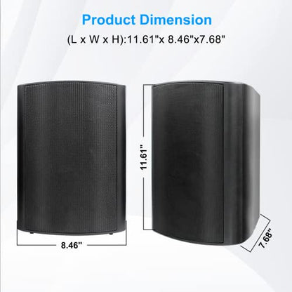 Herdio 6.5 Inches Outdoor Bluetooth Speakers Waterproof with Powerful Bass,Wall Mount Speakers Wired Weather Resistant for Patio Home Deck Porch Backyard 400 Watts(Black) - color: Black