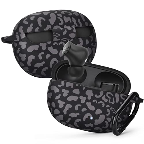 AIRSPO Silicone Case Compatible with Beats Studio Buds Case 2021 Soft Protective Cover for Beats Wireless Earbuds with Keychain (Black Leopard) - color: Black Leopard