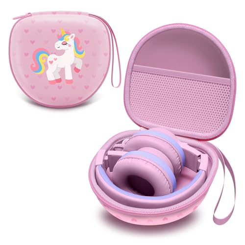 Kids Headphones Case for Folding Headphone, Xiaoma Powder(Case Only) | Compatible with iClever BTH12/HS19/BTH26/JoySpark-T5/Candy Bila BH03/EarFun/IMYB/MIDOLA MD-B01/noot Products Kids Headphones - color: Xiaoma Powder