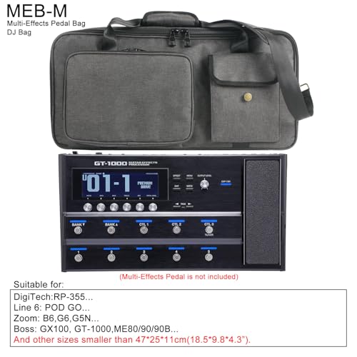 Effects Pedal Carrying Bag, 10mm Padding Multi Pockets Guitar Effects Pedal Case with Adjustable Strap and Water Proof Fabric, for Line 6 (M) - size: M