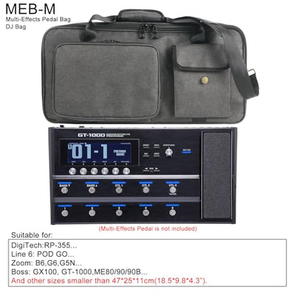 Effects Pedal Carrying Bag, 10mm Padding Multi Pockets Guitar Effects Pedal Case with Adjustable Strap and Water Proof Fabric, for Line 6 (M) - size: M