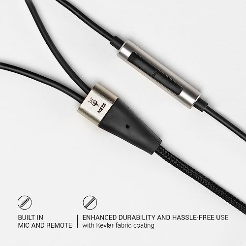 MEZE AUDIO | 1.2m Cable with Mic & Remote for 99 Classics Walnut Silver | 3.5mm Male to Dual TS Mono 3.5mm Male Connector Plug | Kevlar Reinforced Fabric | Oxygen-Free Copper