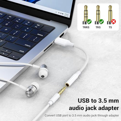 USB to Aux Adapter,USB to 3.5mm TRRS Female Headset for PS4/PS5 | USB to 3.5mm Jack Audio Adapter,USB to Audio Jack Adapter,for PS4/PS5/Headphone/Mac/Linux/Laptop/Desktops/Docking Station