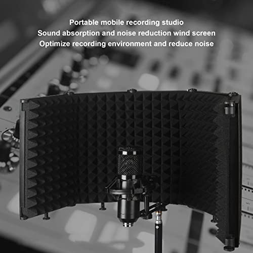 Microphone Isolation Foldable High Density Mic Portable Soundproof Studio Mic Sound Absorbing Foam Reflector for Recording Podcasts Singing and Broadcasting