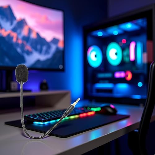 Headset Microphone 3.5mm Plug, Black Headset Microphone Adjustable 360 Degrees Bendable Jack Headphone Controller Z5a5 Combined, 3.5mm Game Gaming Mic to Mic Headsets Accessories