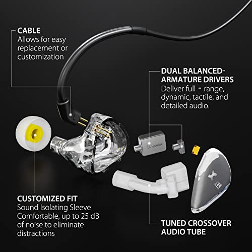 Xvive T9 in-Ear Monitor Headphones Dual Knowles BA Drivers IEM for Studio, Band Rehearsal, Live Performance (T9) - color: T9 IEM