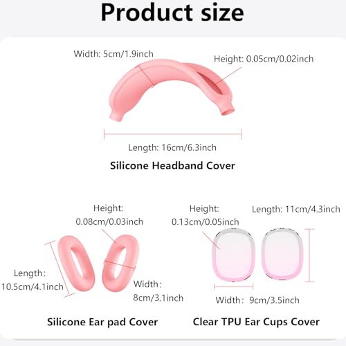 3-in-1 Silicone Case Cover for AirPods Max 2/AirPods Max Headphones, Apple AirPod Max Accessory Protective Cover, Headband/Ear Cups/Ear Pad Covers, Anti-Scratch and Sweatproof (White and Pink) - color: White and Pink