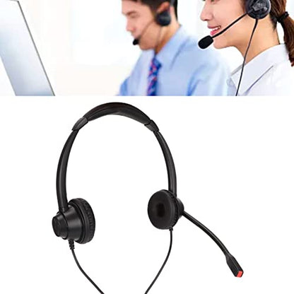 AstraLoom 2.5mm Business Headset Binaural Corded Headphones with HD Microphone for Call Center Telemarketing Home Office Black ABS H390D2.5VA