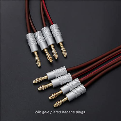 Audiophile Grade Speaker Cable with Gold Plated Banana Plugs,Oxygen-Free Copper (OFC) 13AWG, (3.3 Feet 1 M), Pair…… - size: 3.3 ft