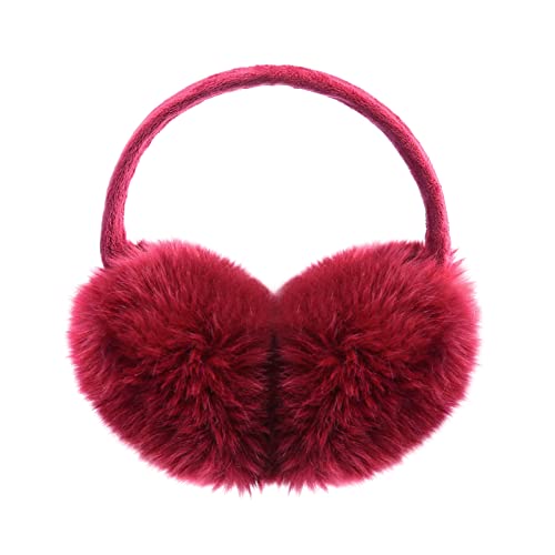 POXIMI Women Winter Earmuffs Girl Ski Adjustable Ear Covers for Kid Cute Bow Ear Warmer Outdoor Earmuff Fleece Lining - color: C-wine Red