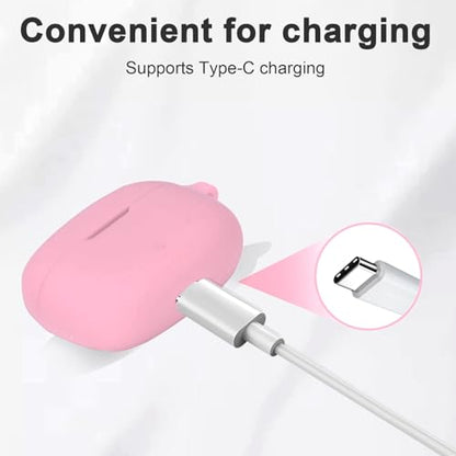 Silicone Case for JBL Vibe Beam 2, JBL Vibe Beam, JBL Vibe 200TWS True Wireless Headphones, Premium Shockproof Case Cover with Carabiner. (Pink) - color: Pink