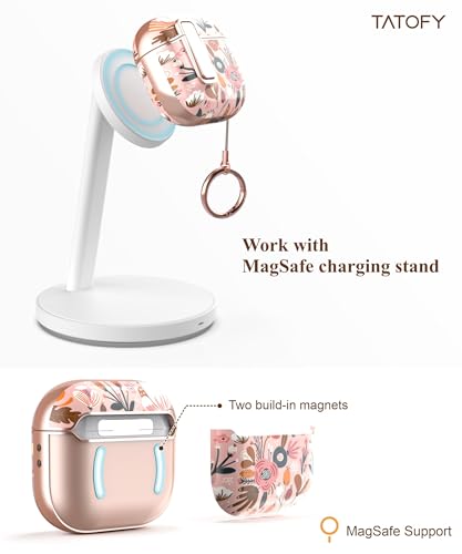 TATOFY Cover for AirPods Pro 4th Generation Case with Lock Clip Cleaner Kit Slim Hard AirPod 4 Lock Case Compatible with MagSafe (Pink) - color: Pink, size: AirPods 4th Gen