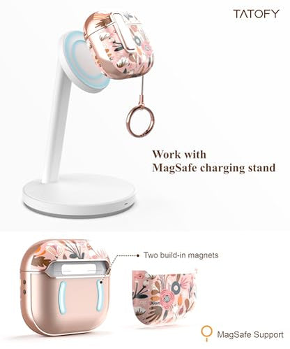 TATOFY Cover for AirPods Pro 4th Generation Case with Lock Clip Cleaner Kit Slim Hard AirPod 4 Lock Case Compatible with MagSafe (Pink) - color: Pink, size: AirPods 4th Gen