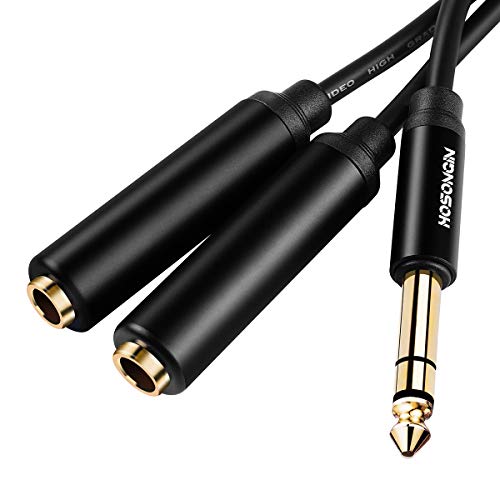HOSONGIN 1/4" Splitter Cable, TRS to Dual 1/4" TRS Stereo Y Adapter, Gold-Plated Connectors, High-Fidelity Sound, Durable Aluminum Alloy Shell for Studio, DJ, Headphones, Live Sound Systems - 1.6Ft - style: 1/4" TRSM to Dual 1/4" TRSF