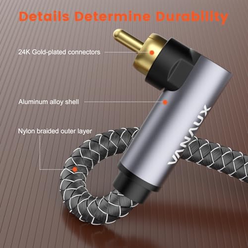 VANAUX RCA Extension Cable,90° Right Angle Subwoofer Cable Male to Female,Premium Digital Coaxial Audio Extender Cord for Home Theater, HDTV, Hi-Fi Systems(10ft/3m) - size: 10 ft, style: Single 90°-Male to Female