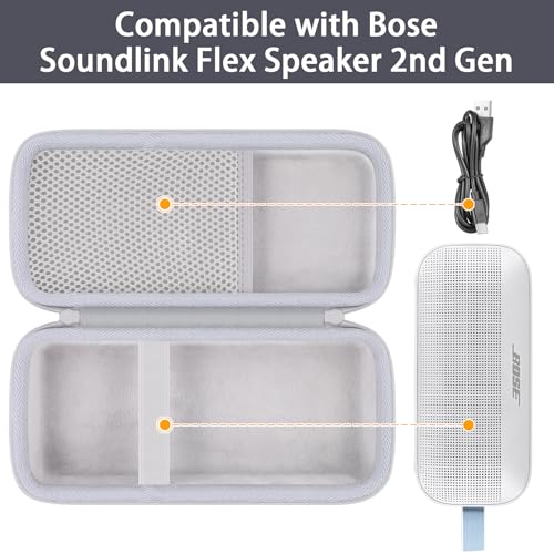 Case for Bose SoundLink Flex 2nd Gen/SoundLink Flex Bluetooth Speaker | Protective Storage Box, Portable Carrying Box, Smooth Zipper, Zippered Closure, Travel-ready, Fog Grey Case - color: Fog Grey Case
