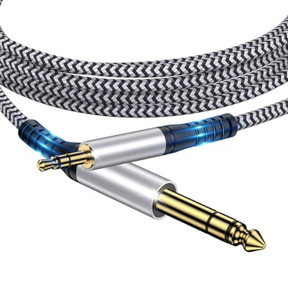 3.5mm to 6.35mm Audio Cable,6.6FT 1/8 Male to 1/4 Male Stereo Cable 3.5mm to 1/4 Adapter TRS Cable Aux Cord Bidirectional Stereo Aux Cable Jack for iPhone,Guitar,Speaker,Home Theater,Amplifiers,Piano