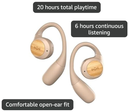 House of Marley Liberate Open-Ear True Wireless Earbuds, 20 Hrs Total Playtime, Quick Charge, Built-in Microphones, 12mm Drivers, Sustainable and Eco-Friendly Design (Cream) - color: Cream