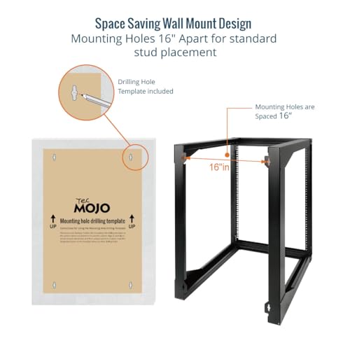 Tecmojo 15U Wall Mount Server Rack, Open Frame Network Rack for 19" Computer/AV/Data/IT/Media Equipment, 24" Depth, 16" Apart Mounting Holes, Swing Gate, Square and Tapped Holes - size: 15U/24" Depth (New)