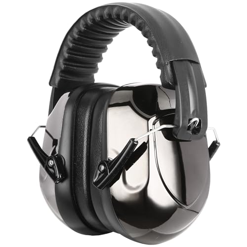 ProCase NRR 28dB Noise Reduction Ear Muffs, Foldable Adjustable Noise Cancelling Headphones - color: 1 - Metalic Black