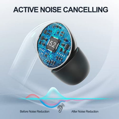 True Wireless Earbuds, Bluetooth Headphones, Hi-Fi Stereo in-Ear Headphones, 1562F Smart Chip, ANC Active, 40H Playtime, IPX6 Waterproof, Ergonomic Design, Smart Touch with Wireless Charging Case