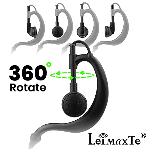 RDU4100 Earpiece, Compatible with Motorola RDM2070D CLS1110 CLS1410 CP185 CP200D 2 Way Radio with Mic PTT Walkie Talkie Headset Security Acoustic Tube Surveillance Headphone G Shape