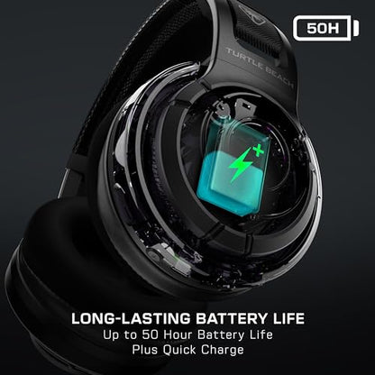Turtle Beach Atlas Air Wireless Open-Back Headset for PC, PS5, PS4, Mobile | PlayStation, 24-Bit High-Fidelity Audio, Adjustable Mic, Rechargeable 50-Hr Battery, Memory Foam Cushions, Lightweight, Black