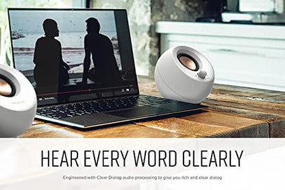 Creative Pebble V3, 2.0 USB-C Desktop Speakers, Bluetooth 5.0, White, USB-A | Bluetooth 5.0, USB-C, 2.0 Speaker, Clear Dialog, 8W RMS, USB-A Adapter, Desktop Speakers, Stereo, White - color: White