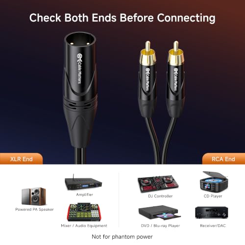 Cable Matters Dual RCA to XLR Stereo Audio Splitter Cable, 6ft - size: 6 Feet