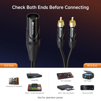 Cable Matters Dual RCA to XLR Stereo Audio Splitter Cable, 6ft - size: 6 Feet