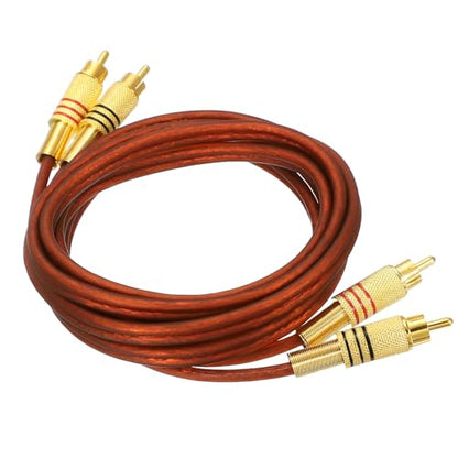 MECCANIXITY 2RCA Male to 2RCA Male Audio Stereo Cable, 6.6 ft RCA Subwoofer Cable with Gold Plated Plugs for Home Theater, HDTV, Amplifiers, Speakers, Red Brown Cable Gold Shell - color: Red Brown/Gold, size: 6.6 ft