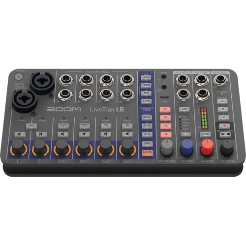 Zoom LiveTrak L-6 6-Channel Mixer & Multitrack + ATH-M20x Headphones Bundle | For Music, Podcasting & Live Sound + USB-C Cable + Cleaning Kit
