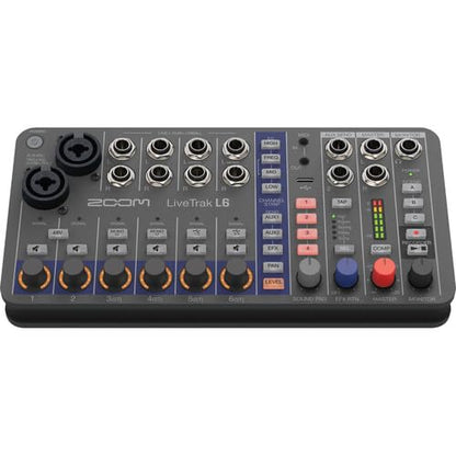 Zoom LiveTrak L-6 6-Channel Mixer & Multitrack + ATH-M20x Headphones Bundle | For Music, Podcasting & Live Sound + USB-C Cable + Cleaning Kit
