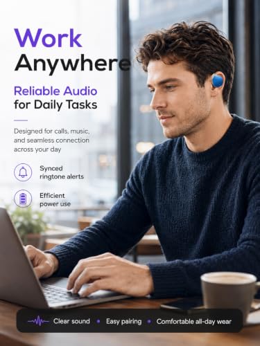 On Ear Headphones Bluetooth 5.4, Noise Cancelling Open Ear Headphones Wireless, Water-Drop Shaped Clip On Sport Headset Bluetooth with 4 Microphone, Comfort Fit Earphones with Long Battery Life - color: blue&silver&black