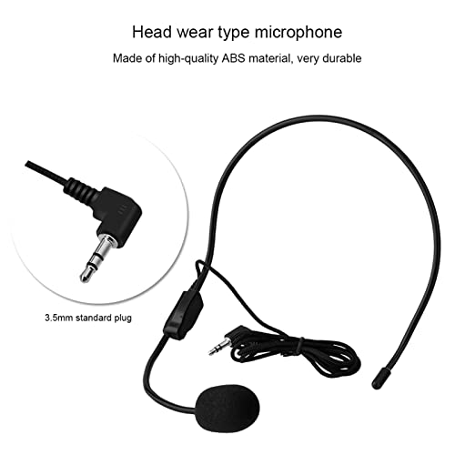 Microphone Headset, 3.5mm 1.05m Cable Head Mounted Wired Microphone for Voice Amplifier Teachers Speakers Coaches Presentations Seniors