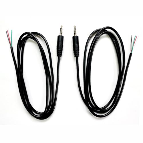 2-Pack 3.5mm 4 Pole Male Plug to Bare Wire Audio Cable Repair 96cm