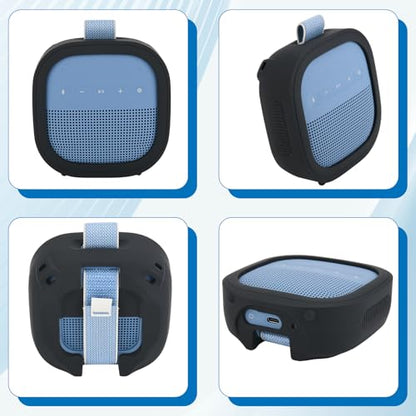 1 Pack Silicone Case for Bose SoundLink Micro 2nd Gen Speaker, Shockproof Protective Skin Cover Sleeve Soft Silicone Cover (Case Only) (Black) - color: Black