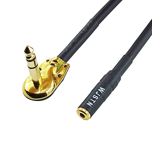 WJSTN Right Angle 1/4 TRS to 3.5mm Adapter Cable 6.35mm 1/4 Male to 3.5mm 1/8 Female Stereo Headphone Adapter 6in 2-Pack