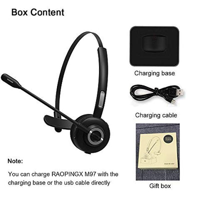 MERAIJIN Trucker Bluetooth Headset Wireless Headset with Microphone | OverHead Headphones with Noise Cancelling Sound On Ear Car Earphones Office Earpiece for Cellphone Call Center Bluetooth V5.0