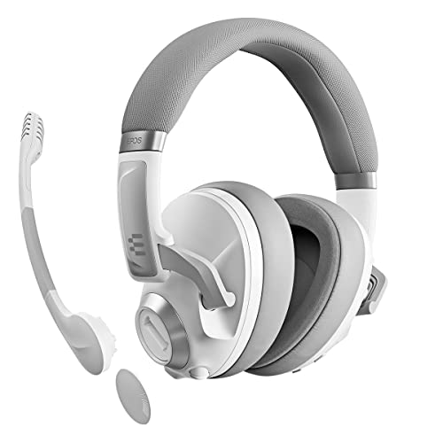 EPOS Gaming H3Pro Hybrid Gaming Headset - PC Headphones with Microphone - Noise-Cancellation, Adjustable, Smart Button Audio Mixing, Bluetooth, Gaming Suite, Surround Sound - (Ghost White) - color: Ghost White