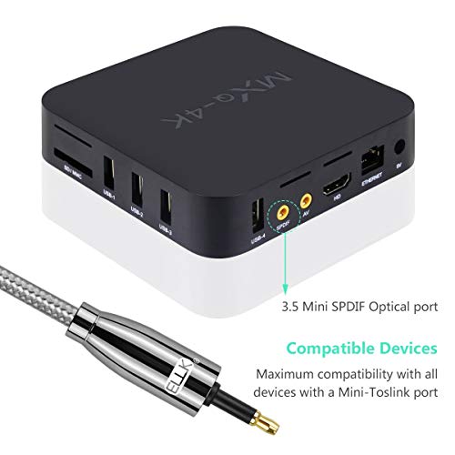 Optical Audio Cable, EMK Toslink Optical to Mini Toslink Optical Cable with Braided Jacket for Home Theater, Sound Bar, TV, PS4, Xbox, PlayStation(16.5ft/5m) - size: 16.5ft/5m