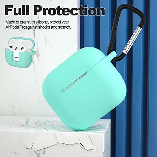 Compatible with AirPods 3 Case, Protective Silicone Cover for AirPods 3rd Generation Case 2021, Wireless Charging - Mint Green - color: C-Mint Green