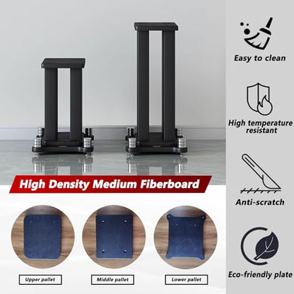 Universal Wooden Speaker Stands Pair, Heavy Duty Floor Standing Speaker Mount, Bookshelf & Studio Monitor Stands for Home Theater Surround Audio System (11.8in) - size: 11.8 in