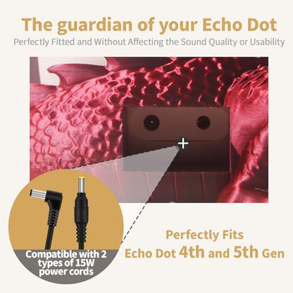Dragon Holder for Echo Dot 4th/5th Gen, 3D Printed Echo Dot Cover, 5 Color Eye Sets, Originally Designed Echo Dot Stand, Unique Echo Dot Case (Black Red) - color: Black Red