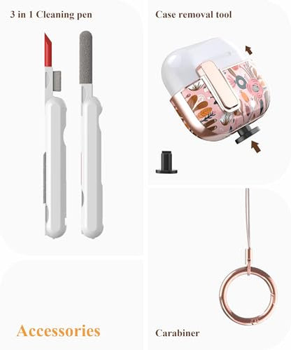 TATOFY for AirPods Pro 2nd Generation Case with Lock Carabiner Cleaner, Slim AirPod Pro 1st & 2nd Hard Case Cover, Compatible with MagSafe (Pink) - color: Pink, size: AirPods Pro 1st & 2nd Gen