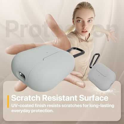 MAGEASY Skin AirPods Pro 2 Case Cover with Keychain Carabiner, Magnetic Locking TPU Shockproof Case for Apple Air Pods Pro 2nd /1st Generation, Soft Silicon Stain-Resistant Cover (Starlight White) - color: Starlight White, size: AirPods Pro 2 & AirPods Pr
