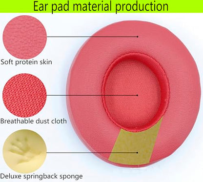 Replacement Ear Pads Compatible with Beats Solo3.0 Wireless College red | for Beats Solo2.0 Wired headphones Memory Foam/Protein Leather Earpads Earmuffs - color: College red